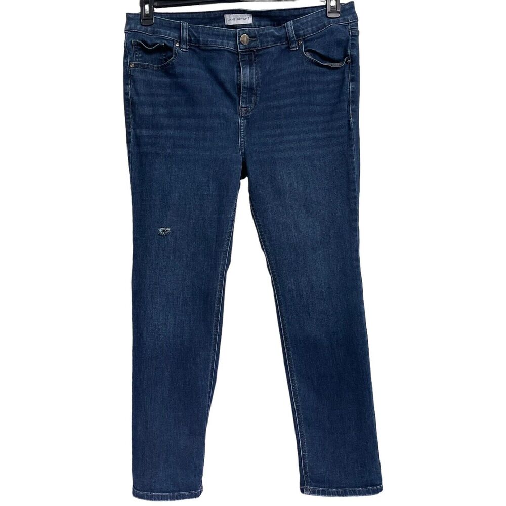 Lane Bryant SZ 16S SHORT High-Rise Straight Jeans Stretch Pockets Zip-Fly Blue
